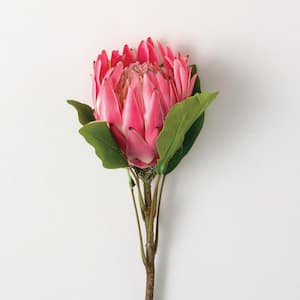 24.5 in. Pink Indoor Artificial Protea Flower Spray