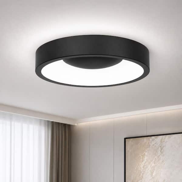11 in. Black LED Flush Mount 35W 5 Color Dimmable w/h Glass Diffuser for Living Room Bathroom Hallway Kitchen Bedroom