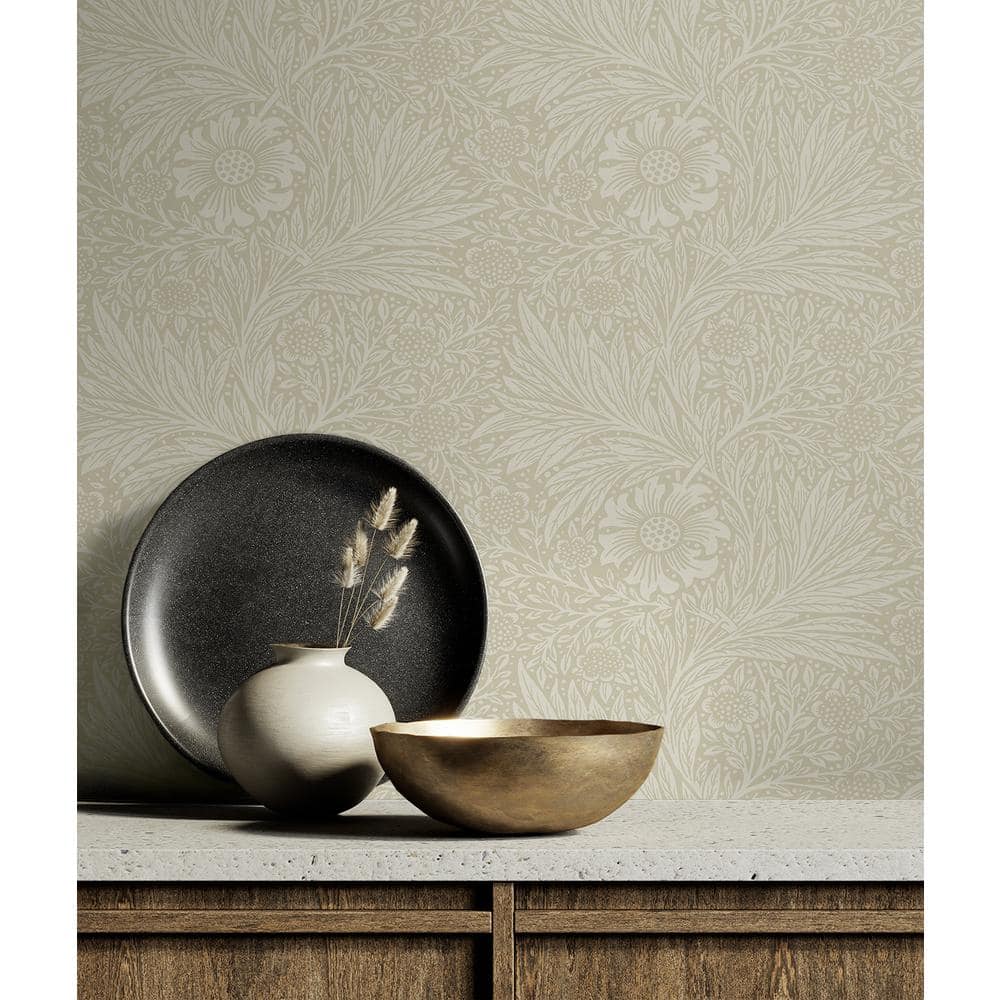 Neutral Marigold Garden Matte Vinyl Peel and Stick Wallpaper Roll