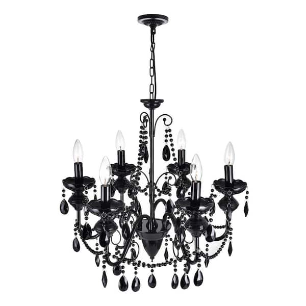 Keen 6 Light Up Chandelier With Black Finish