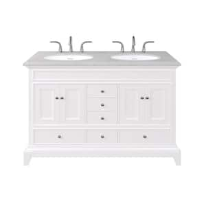 Elite Stamford 48 in. W x 24 in. D x 34 in. H Double Bath Vanity in White with White Carrara Marble Top with White Sinks