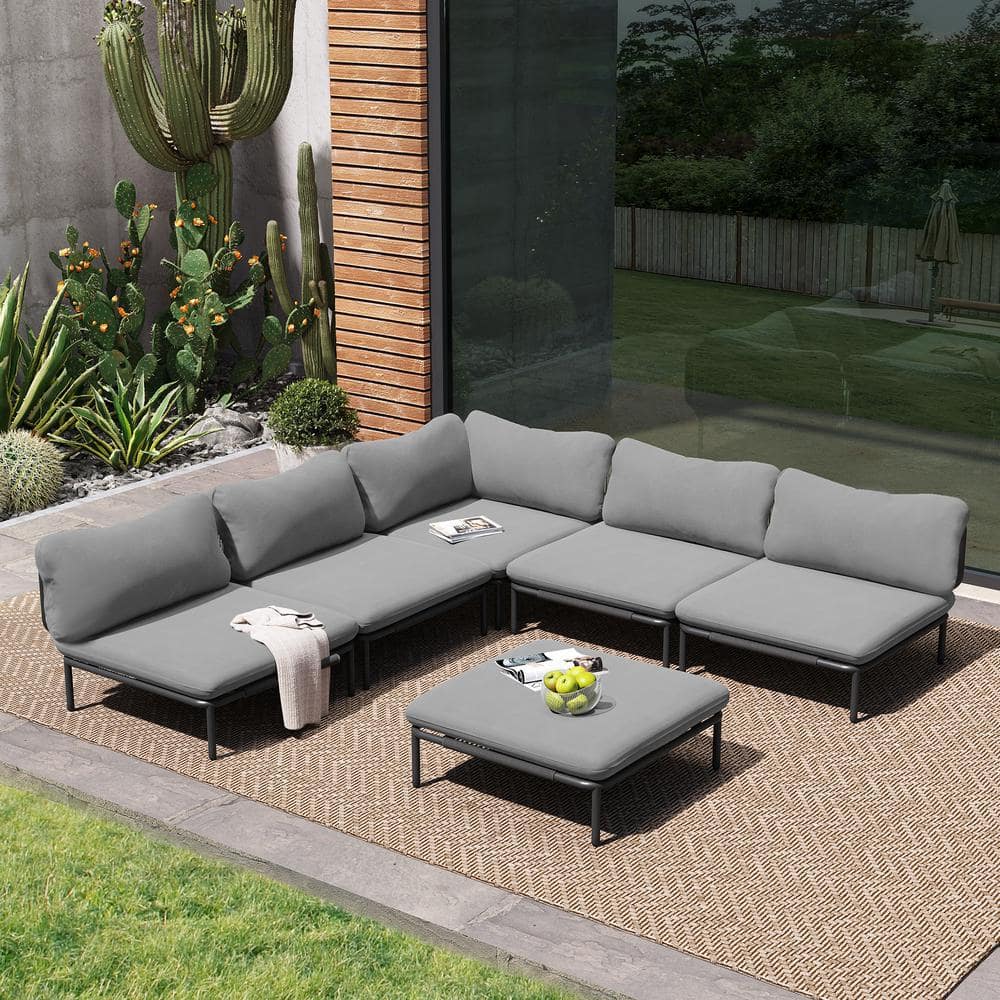 Crestlive Products 4-Piece Outdoor Sectional Furniture Set With Metal ...