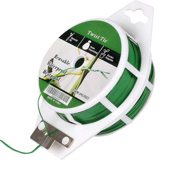 492 ft. Green Garden Wire with Cutter for Plant Support, Indoor and Outdoor Use