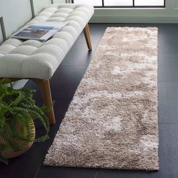 Penelope Shag 2 ft. x 8 ft. Beige/Ivory Taupe Distressed Abstract Runner Rug
