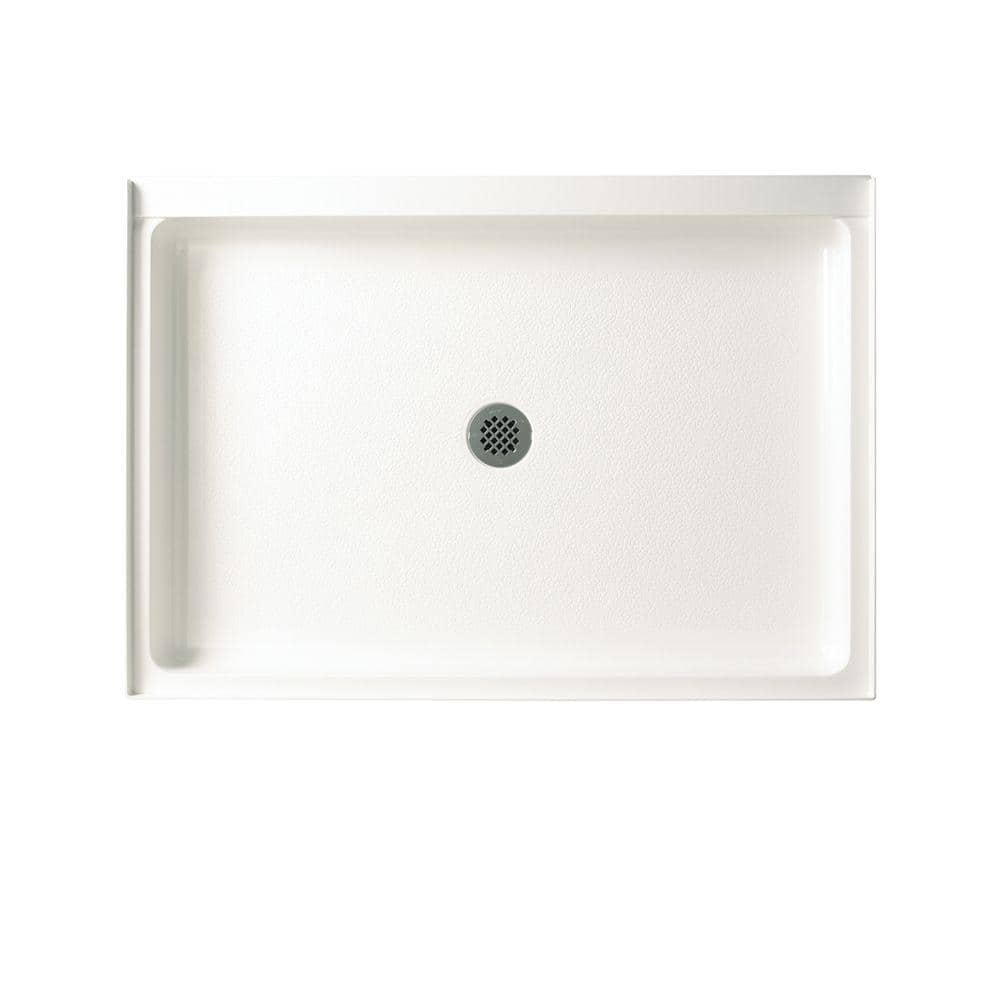 White Solid Surface Rectangular Shower Base with Center Drain