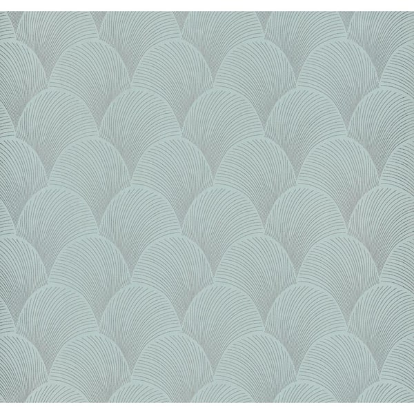 Candice Olson Metallic Blue Pearl Scallop Wallpaper