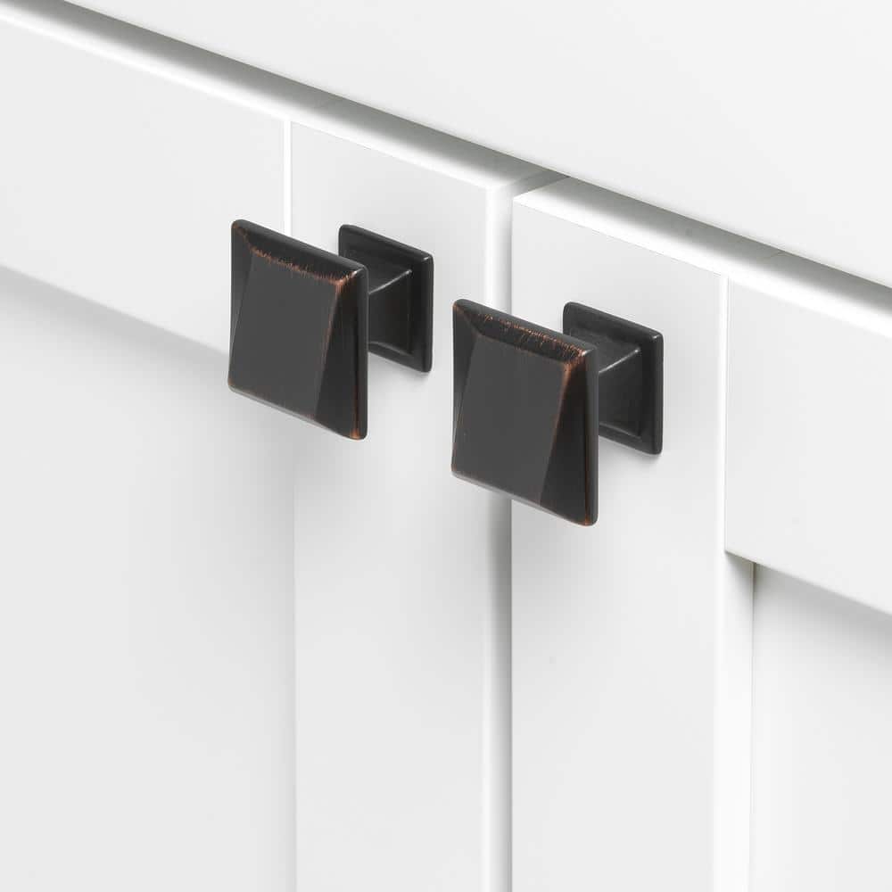 Oil Rubbed Bronze Square Cabinet Knob with Mounting Hardware