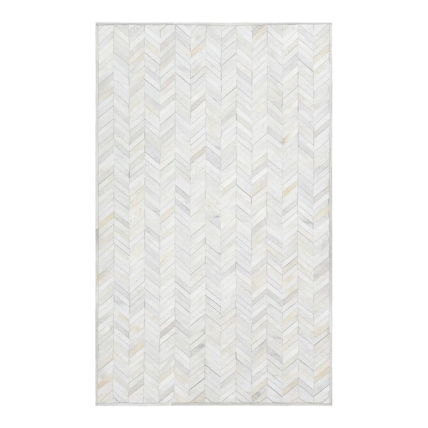 Solo Rugs Meir Ivory 9 ft. x 12 ft. Contemporary Cowhide Area Rug