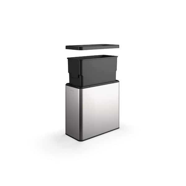 KOHLER 12-Liter Open-Top Trash Can in Black Stainless