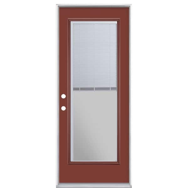 Masonite 32 in. x 80 in. Mini Blind Right-Hand Inswing Painted Steel Prehung Front Exterior Door No Brickmold