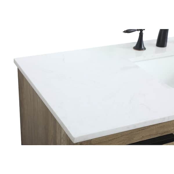 48 in. W x 22 in. D x 34 in. H Bath Vanity in Natural Oak with White Engineered Marble Top