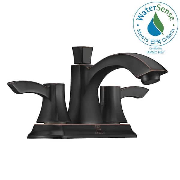 ANZZI Vista Series 4 in. Centerset 2-Handle Mid-Arc Bathroom Faucet in Oil Rubbed Bronze