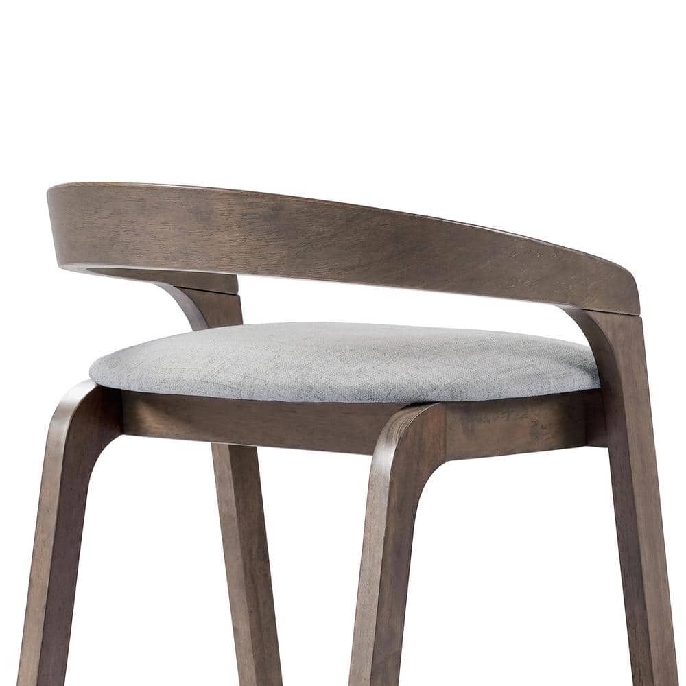 Beige Rubberwood Counter Stools with Cushioned Seats, Set of 2
