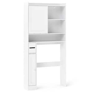 32.5 in. W x 67.5 in. H x 10 in. D White Over the Toilet Storage with Doors and Adjustable Shelves