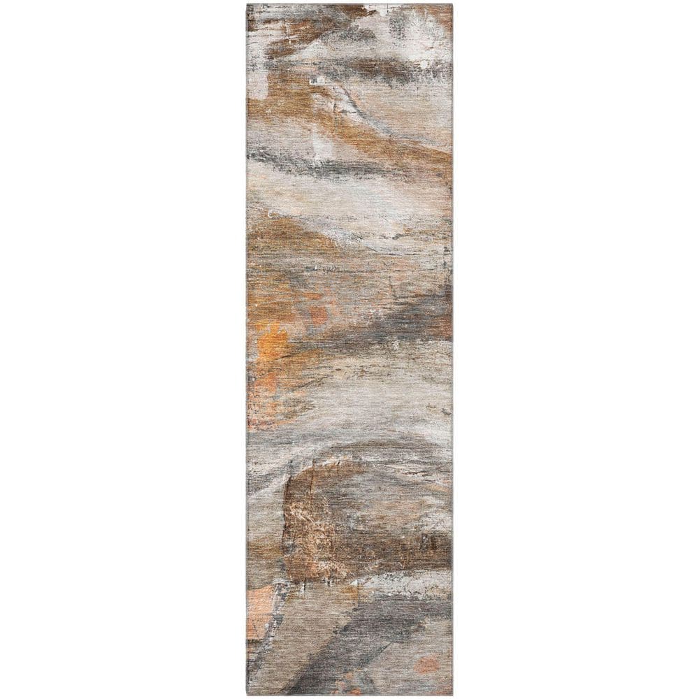 Mayfield Premium Machine Washable Abstract AMF2039 Brown 2 ft. x 7 ft. Runner Rug price history on PriceWatchPro