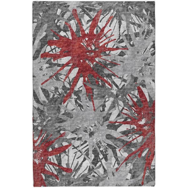 Dream Shag Premium Machine Washable Abstract ADS77 Red 10 ft. x 14 ft. Area Rug