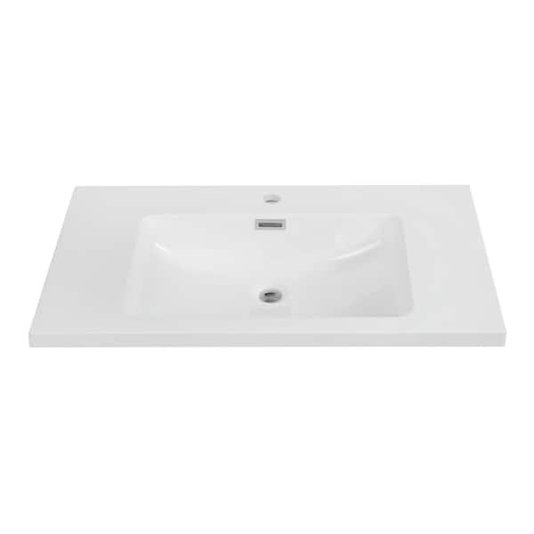 Streamline 31.5 in. W x 18.5 in. D Solid Surface Resin Vanity Top in White
