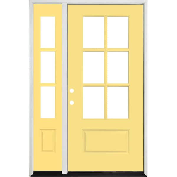 Steves & Sons Legacy 49 in. x 80 in. 3/4-6-Lite Clear Glass RHIS Primed Jackfruit Finish Fiberglass Prehung Front Door 10 in. SL