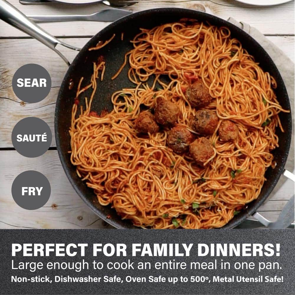 Granitestone 5.5 Quart Black Nonstick Aluminum Jumbo Cooker with Glass Lid