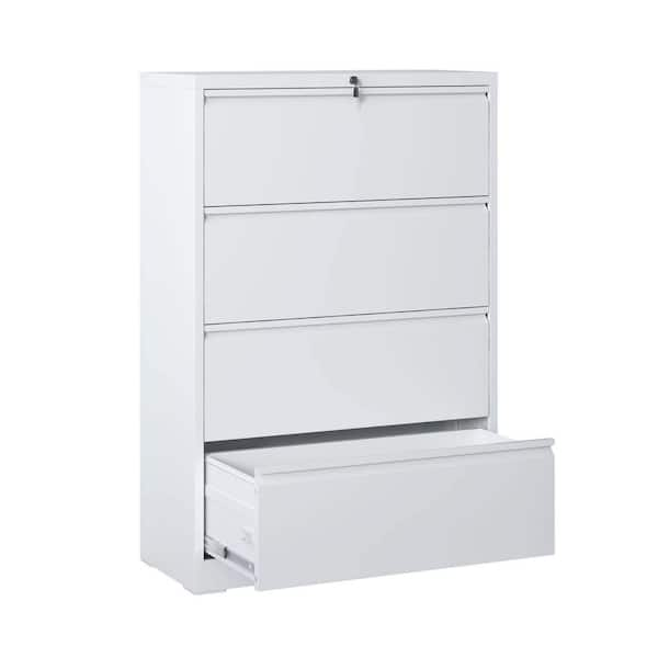 Tidoin 4-Tier Metal Storage Cabinet Locker with 4 Drawers in White HIST ...