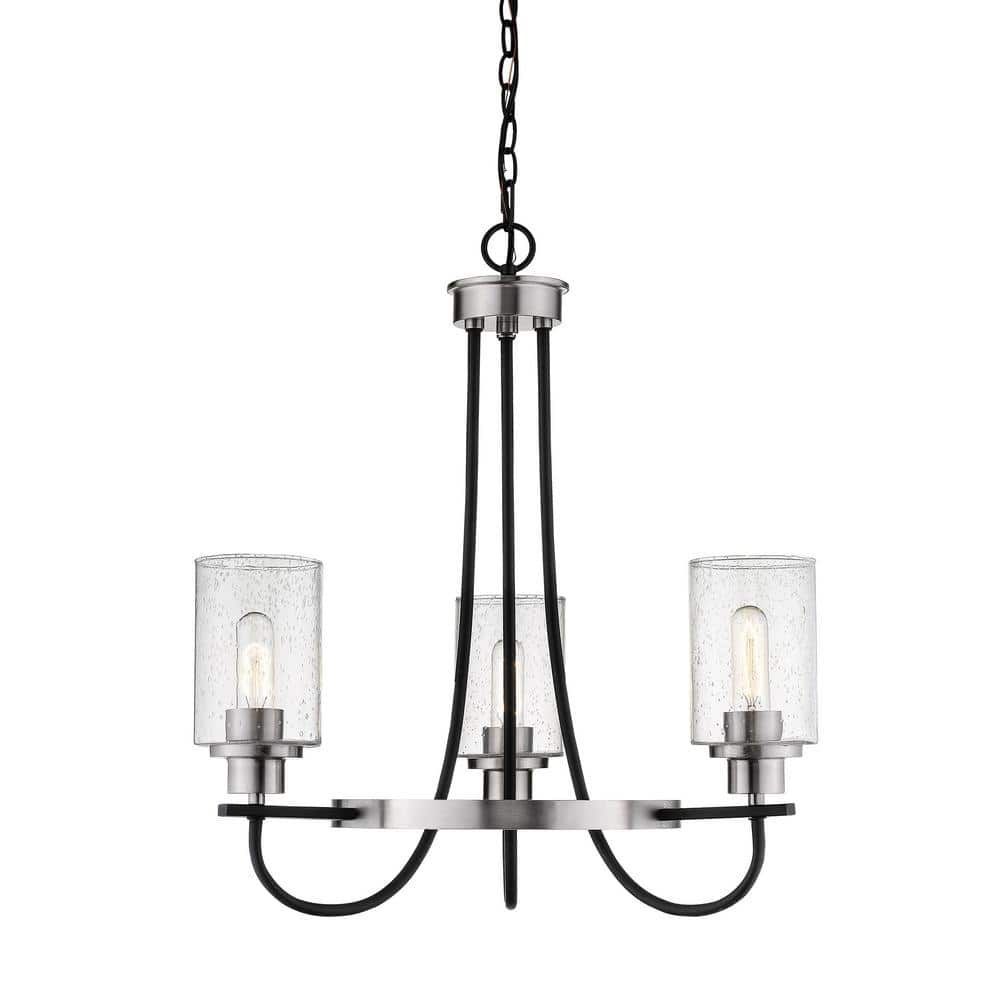 Clifton Modern Cylinder Chandelier Matte Black and Brushed Nickel