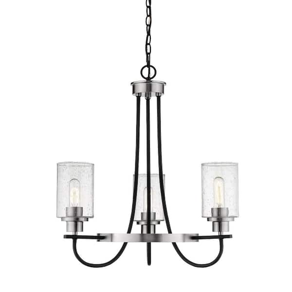 Millennium Lighting 3-Lights 24 in. Matte Black/Brushed Nickel Chandelier