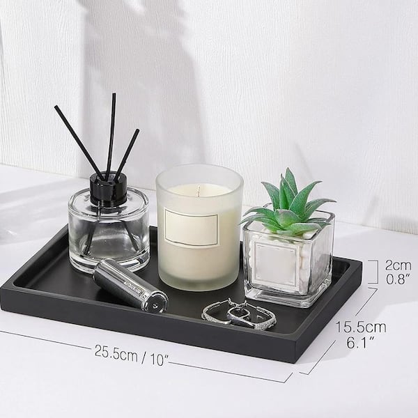 Decorative TrayVanity Tray, Resin ,Rectangular Matte Black 10in
