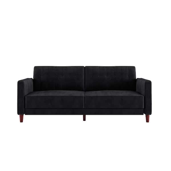 DHP Iris Black Velvet Tufted Transitional Futon DE01487 The Home Depot