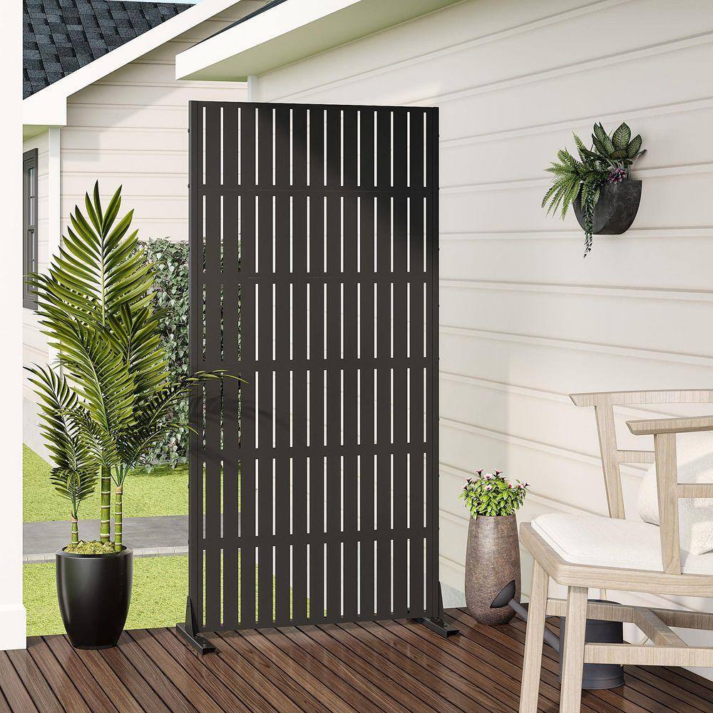Lirago 72 in. x 35 in. Rectangular Black Privacy Screen Galvanized ...