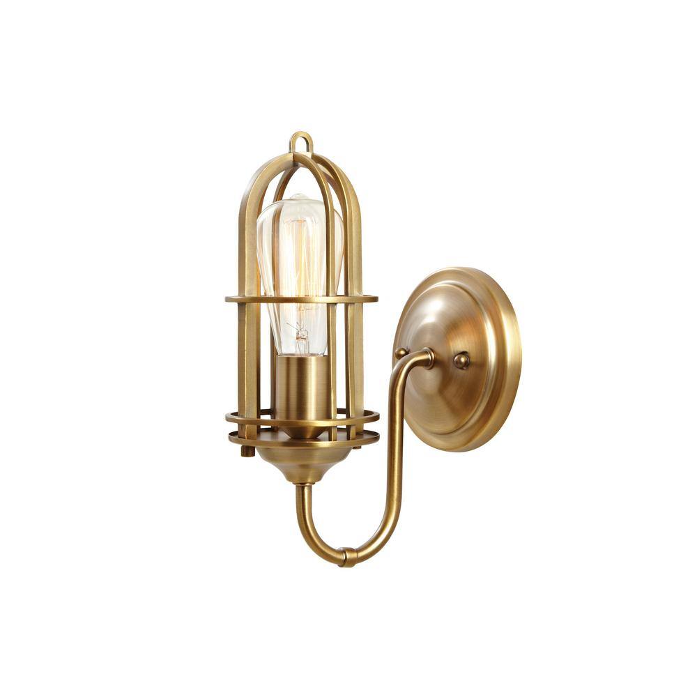 Dark Antique Brass Industrial Cage Wall Sconce