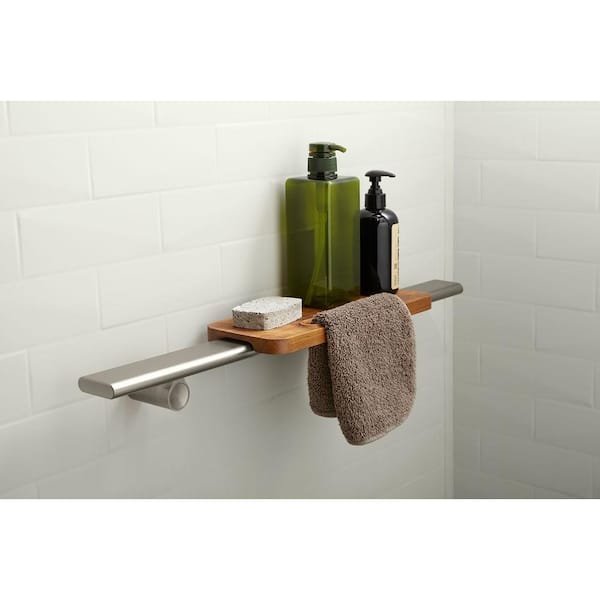 Choreograph 14 in. W Floating Shower Shelf in Anodized Brushed Nickel