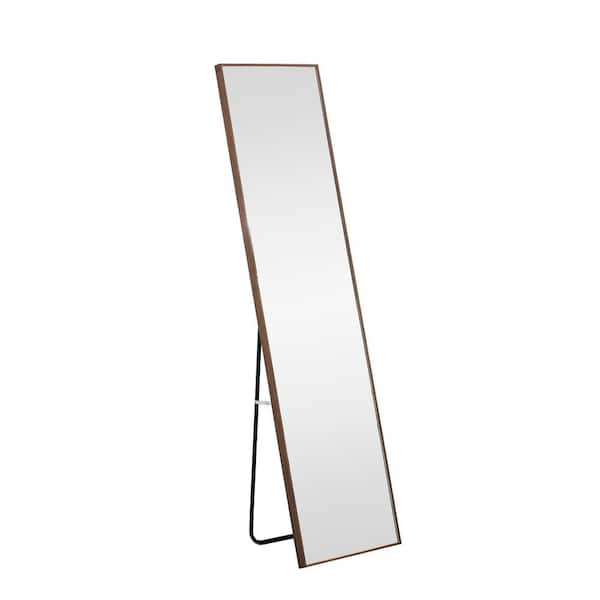 Tatahance 15 in. W x 58 in. H Rectangle Wood Framed Brown Floor Standing Full-Length Mirror