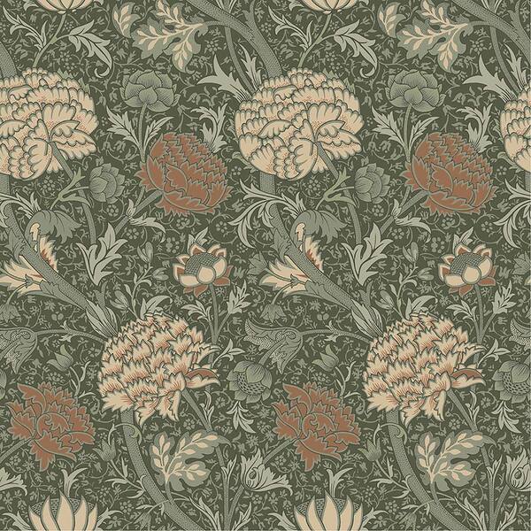 A-Street Prints Cray Floral Trail Green Non-Pasted Non Woven Wallpaper