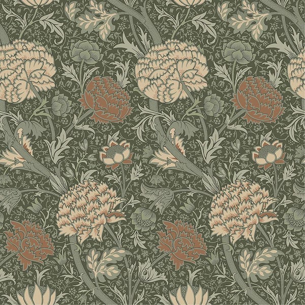 A-Street Prints Green Cray Floral Trail Non-Pasted Non Woven Wallpaper Sample