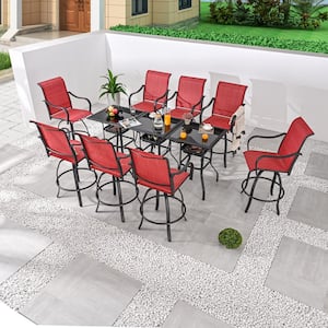 11-Piece Metal Bar Height Outdoor Dining Set