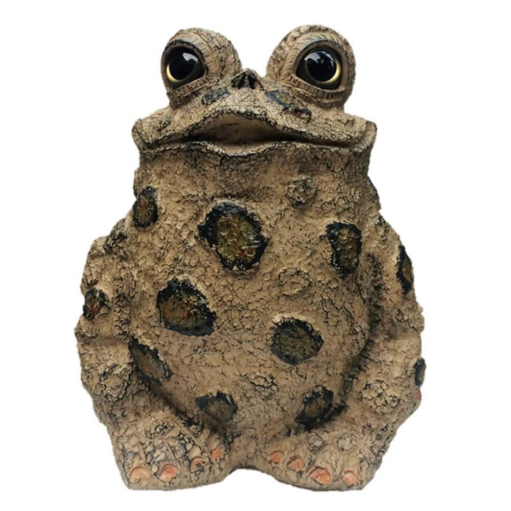 Handcrafted Green Resin Toad Hollow Garden Statue