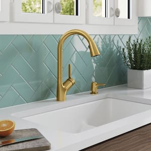 Setra Single-Handle Touchless Pull-Down Sprayer Kitchen Faucet in Vibrant Brushed Moderne Brass