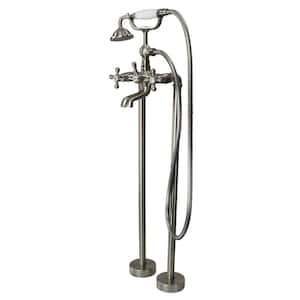 Cromwell 2-Handle Freestanding Floor Mount Tub Faucet with Handshower in Brushed Nickel