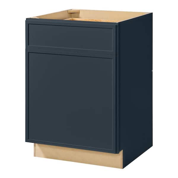 Leyton 24 in. W x 24 in. D x 34.5 in. H Ready to Assemble Plywood Slim Shaker Base Kitchen Cabinet in Ink Blue