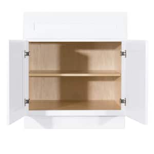 Lancaster White Plywood Shaker Stock Assembled Base Kitchen Cabinet 24 in. W x 34.5 in. H x 24 in. D
