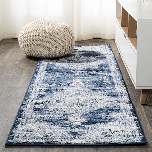 JONATHAN Y Alhambra Ornate Medallion Modern Navy/Ivory 2 ft. x 10 ft. Runner Rug