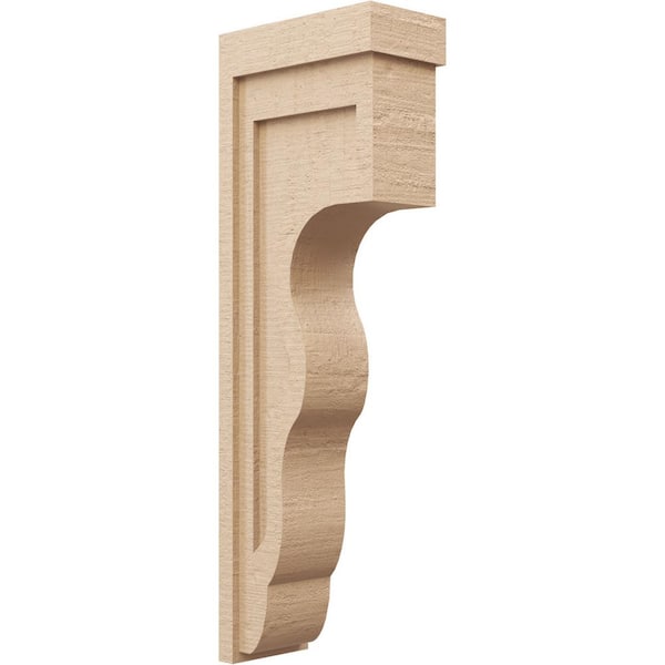 Ekena Millwork 6-in. x 12-in. x 36-in. Series 2 Thin Highland Rough Cedar Woodgrain Timberthane Polyurethane Corbel, Primed Tan
