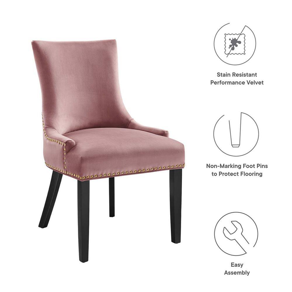 Dusty Rose Velvet Upholstered Side Chair with Wood Legs