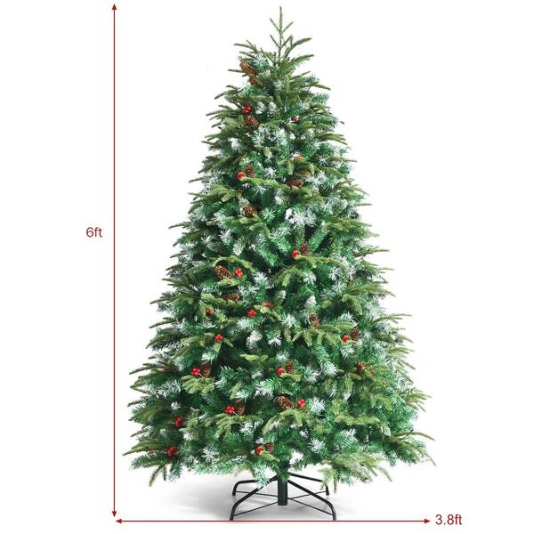 Costway 6 ft. Pre-Lit Snowy Christmas Hinged Tree 11 Flash Costway 6 ft. Pre-Lit Snowy Christmas Hinged Tree 11 Flash
