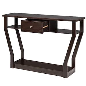 Modern 47 in. Brown Standard Specialty Wood Console Table with Drawer