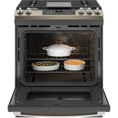 30 in. 5.6 cu. ft. Slide-In Gas Range with Self-Cleaning Convection Oven and Air Fry in Slate