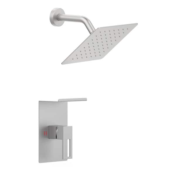 GIVING TREE Single Handle 1-Spray 8 in. Wall Mount Shower Faucet 2.2 GPM with High Pressure, 360° adjustable in Brushed Nickel