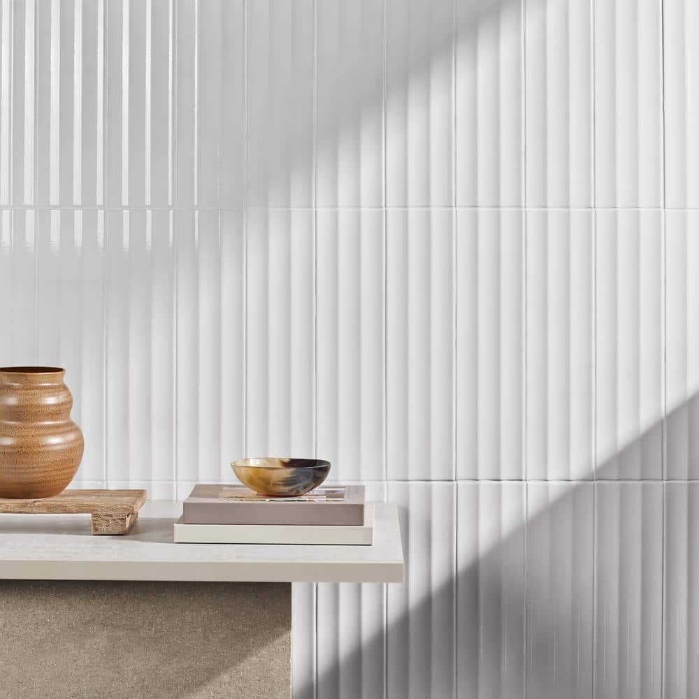 Radiant White Glazed Ceramic Subway Wall Tile 4.43'' x 17.62''