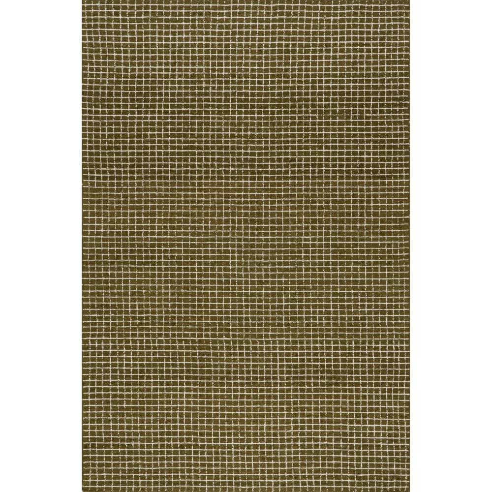 Moss Green Hand-Tufted Wool Rectangular Area Rug, 3' x 5'