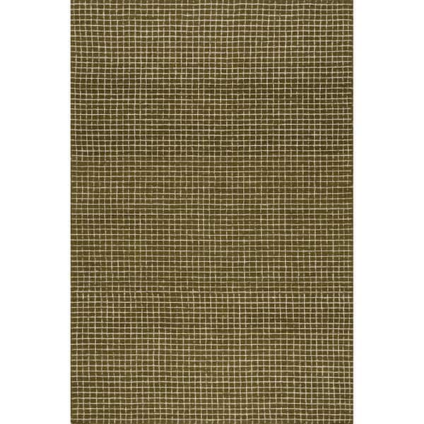 Melrose Checked Wool Moss 6 ft. x 9 ft. Indoor/Outdoor Patio Rug